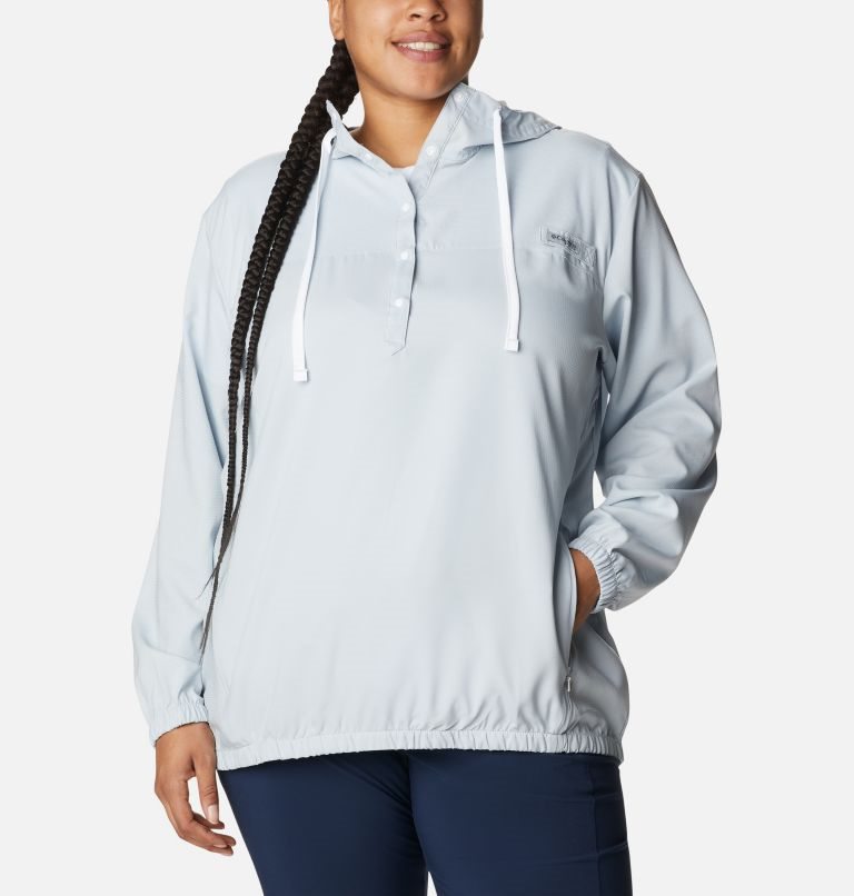 Women\'s Columbia PFG Tamiami Hoodie Light Grey | Plus Size CA-ML415